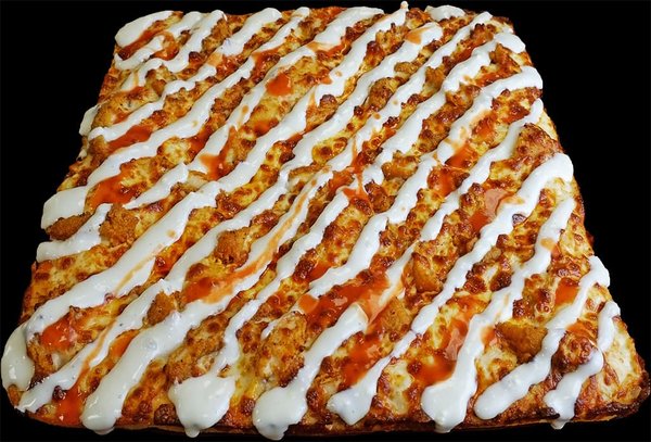 buffalo chicken pizza from franco’s pizzeria in buffalo ny
