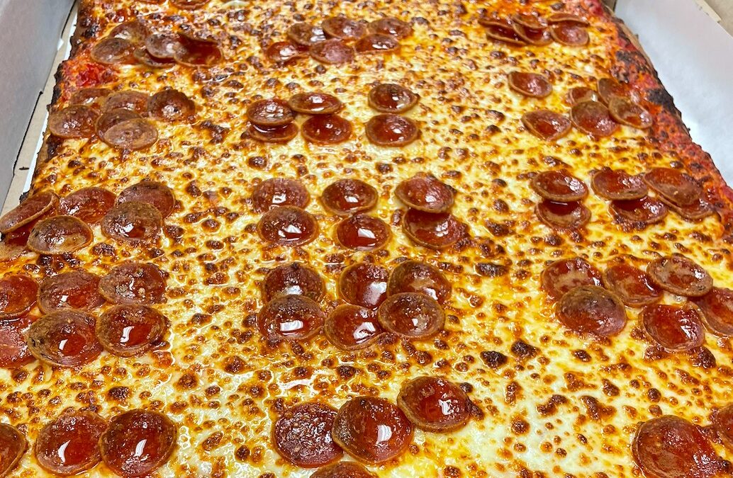 large pan pizza with pepperoni and cheese